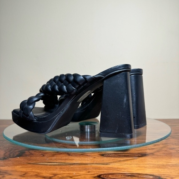 Anne Klein Aiden Chunky Platform Block Heel - Black Faux Leather - Size 5.5 - Picture 8 of 14